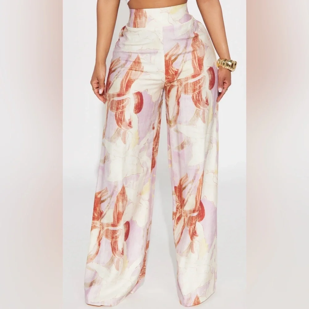 Fiona Floral Wide Leg Pant - Lavender - Picture 2 of 3
